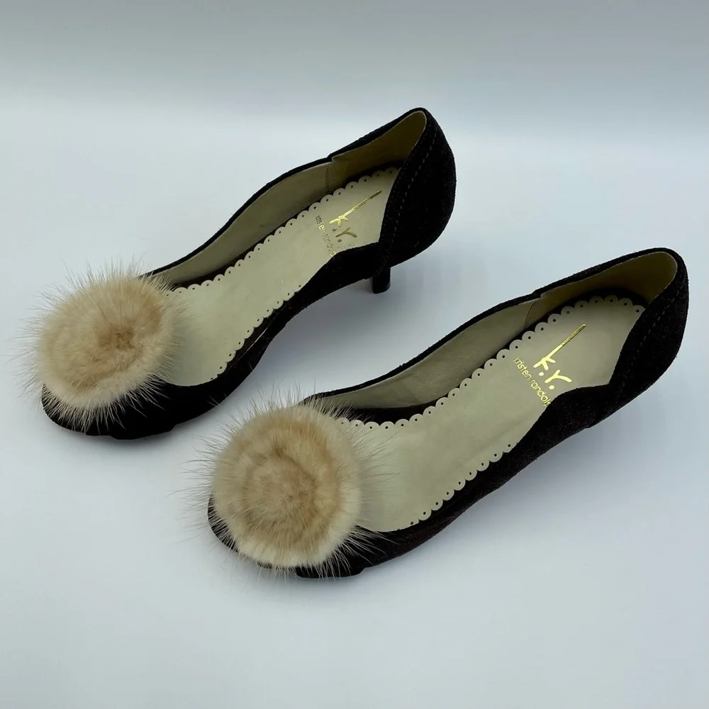 Kristen Randolph Chocolate Suede Leather Heels Size  7 - Picture 7 of 15